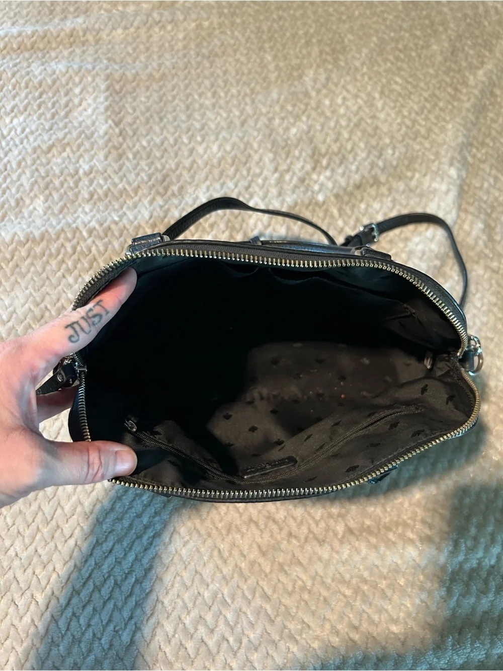 kate spade Black Pebbled Leather Satchel with Crossbody Strap